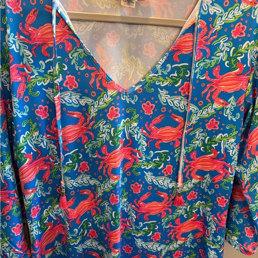 VIV AND LOU CRAB DESIGN BEACH COVERUP/Dress  SIZE S/M SO FUN!!! - Picture 5 of 6